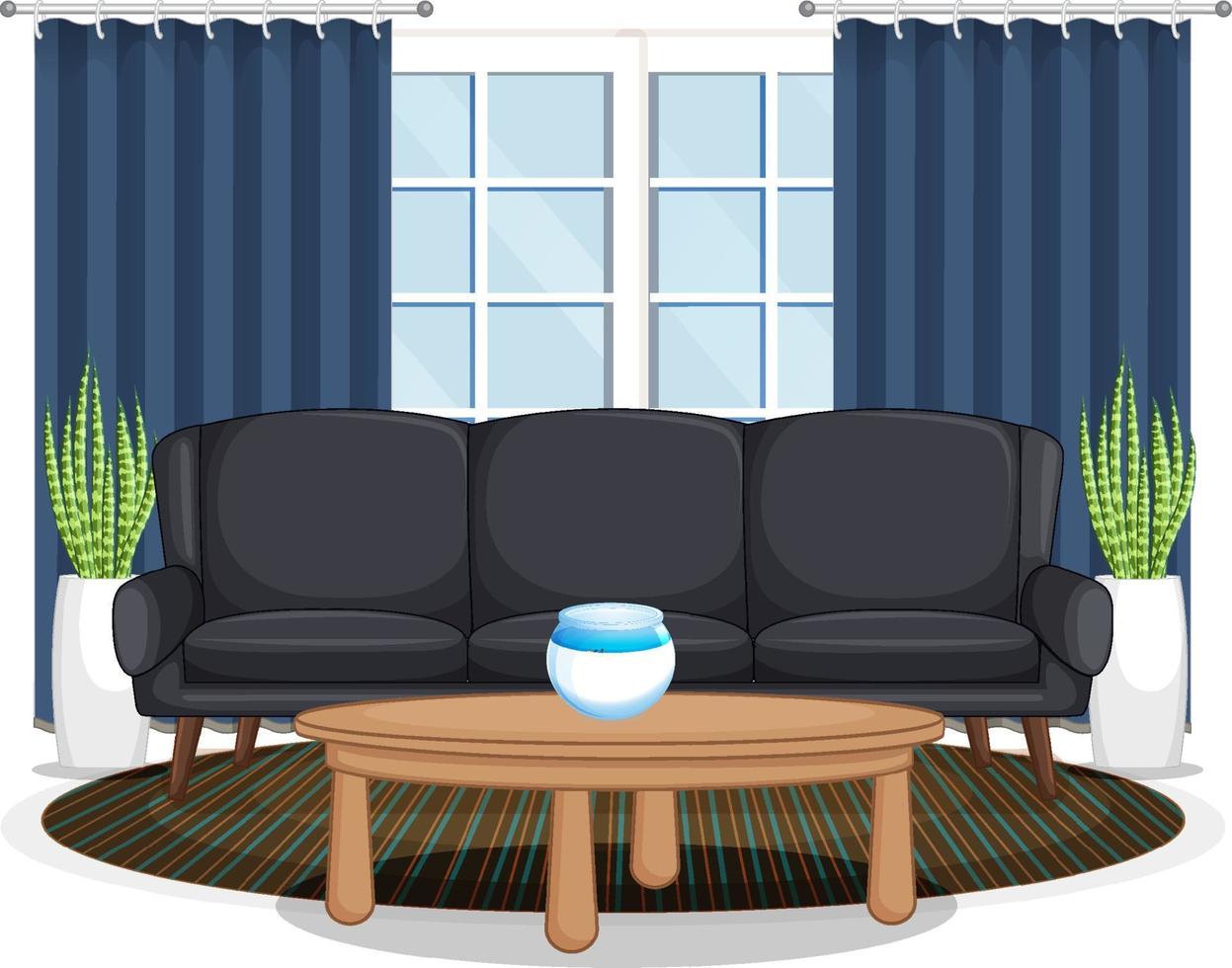design de móveis de sala de estar em fundo branco vetor