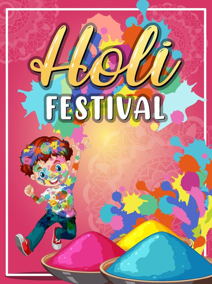 banner do festival holi com personagens infantis vetor