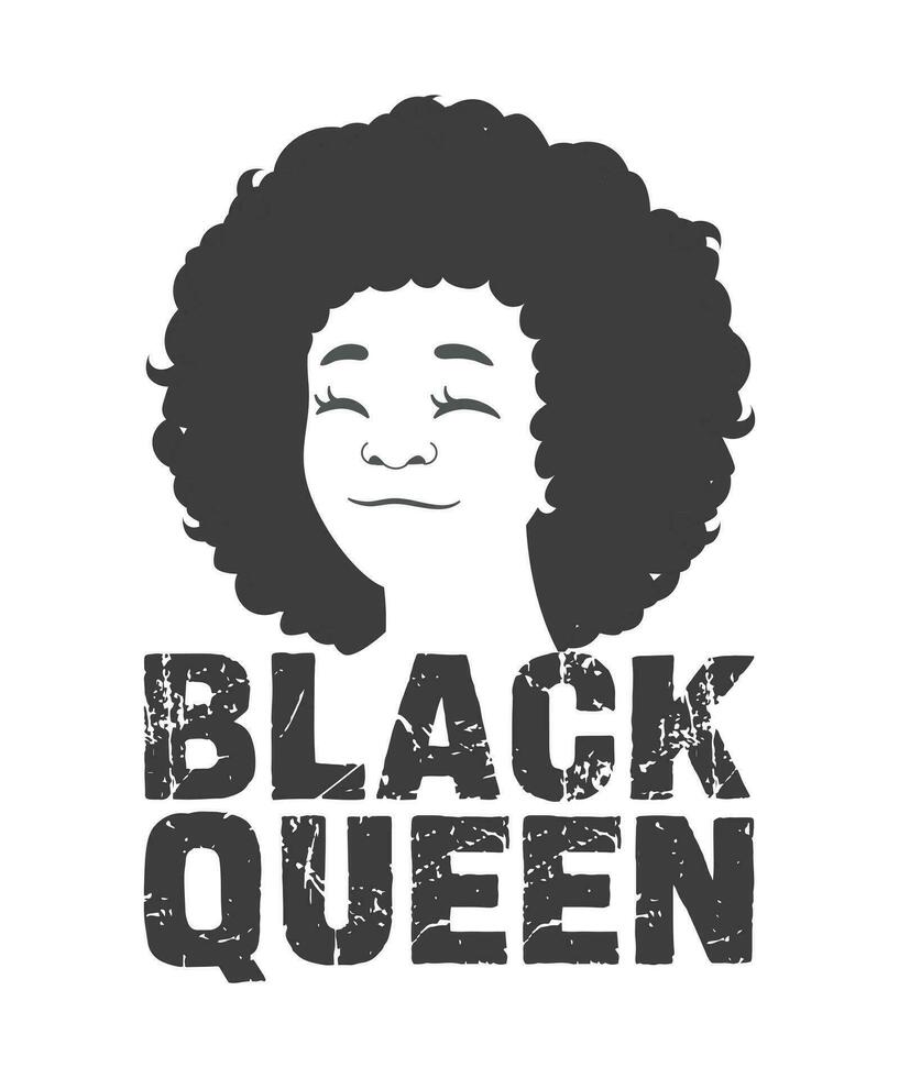 Preto rainha logotipo camiseta Projeto vetor