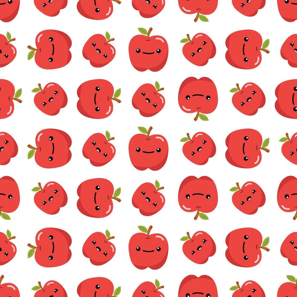 fofa feliz vermelho maçãs desatado padronizar vetor