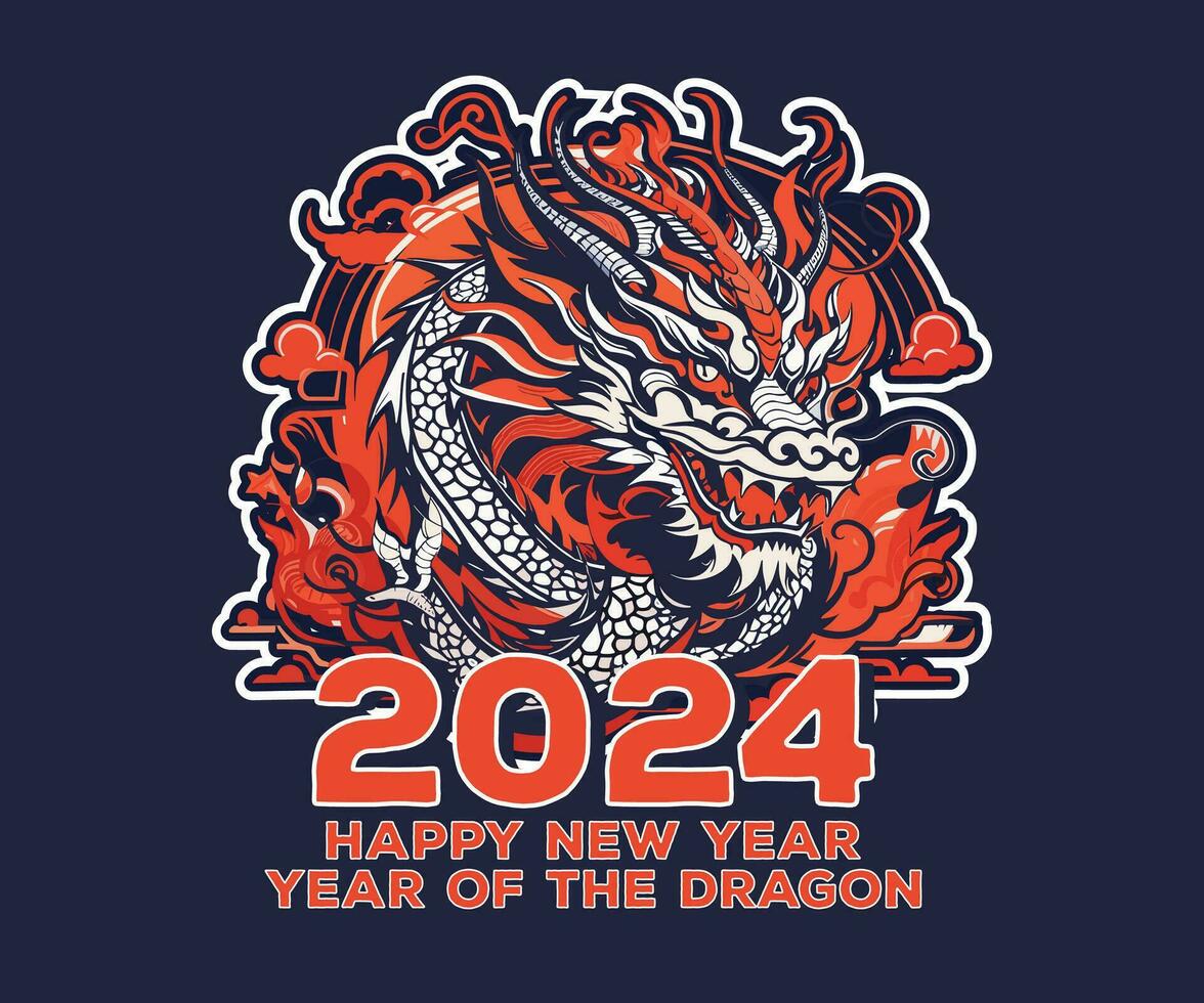 feliz chinês Novo ano 2024 a Dragão zodíaco vetor