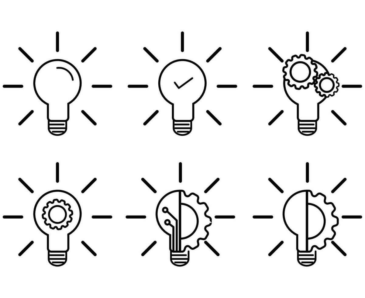 inovação ícone conjunto ou luz lâmpada ícone idéia símbolo inovação vetor