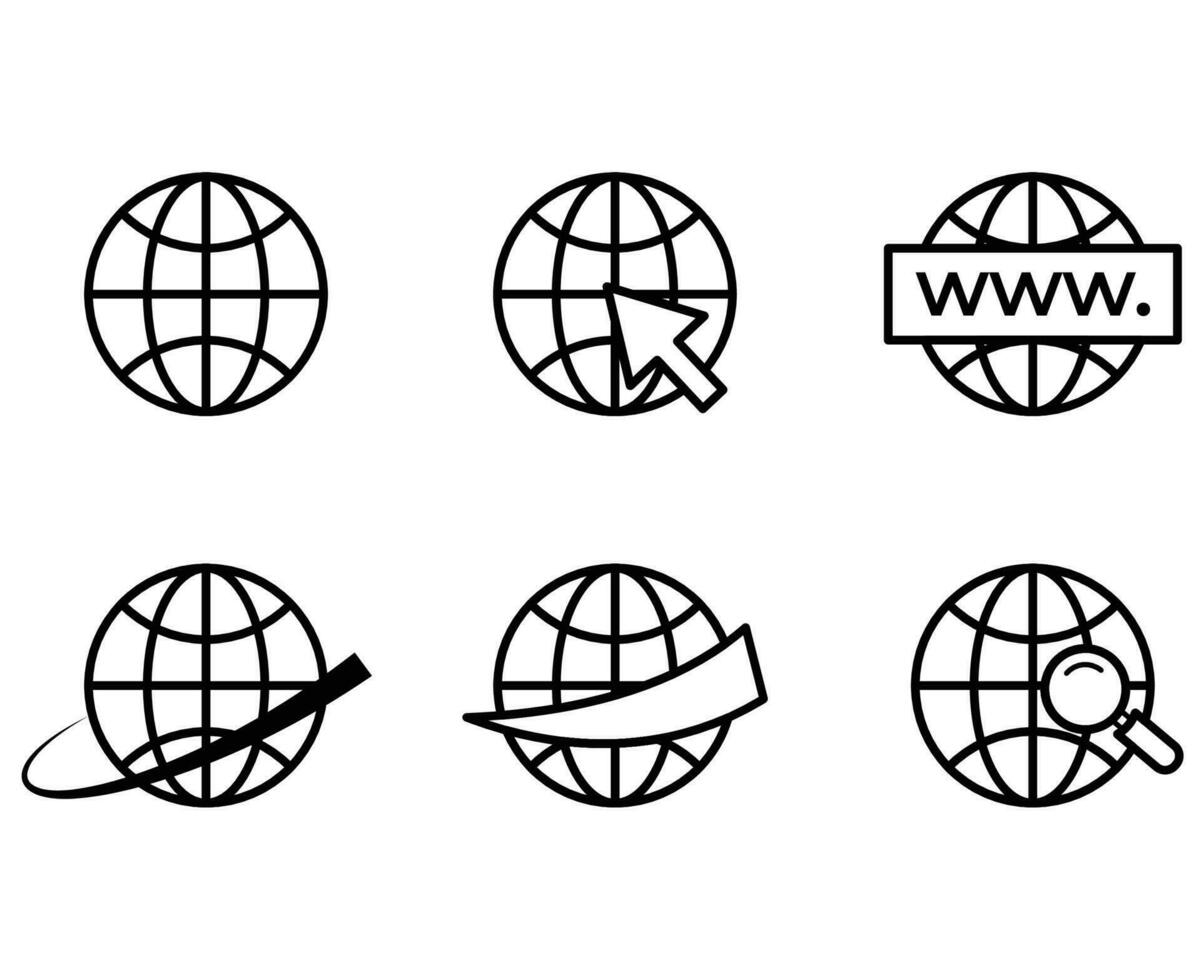 conjunto do local na rede Internet ícone dentro linha estilo vetor