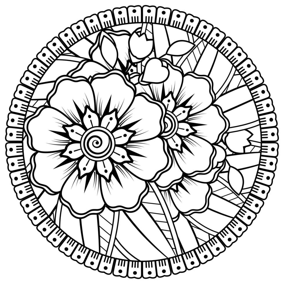 padrão circular em forma de mandala com flor para henna, mehndi, tatuagem, decoração. vetor