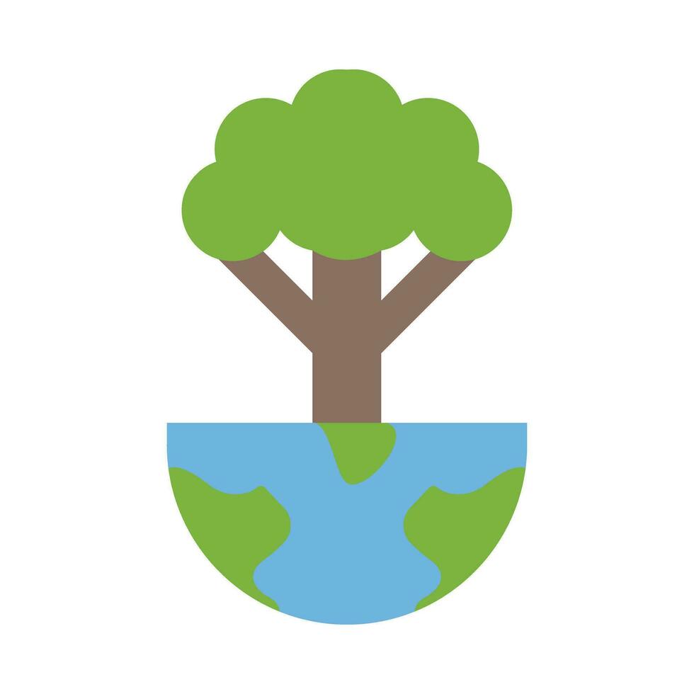 mundo árvore vetor plano ícone para pessoal e comercial usar.