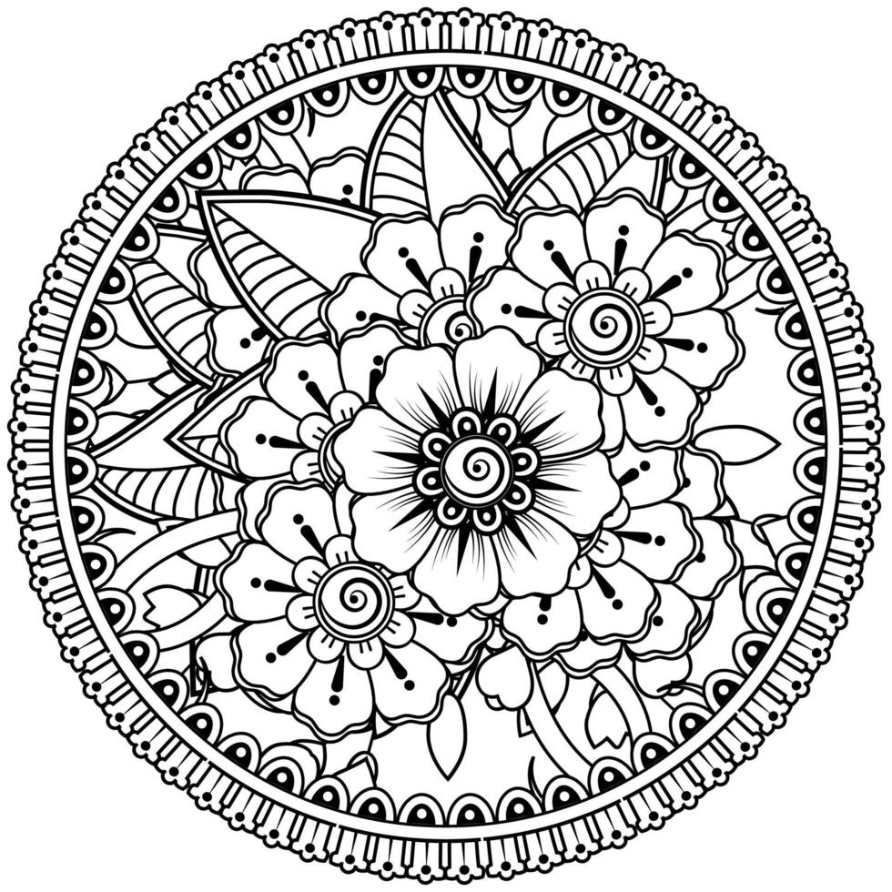 padrão circular em forma de mandala com flor para henna, mehndi, tatuagem, decoração. vetor