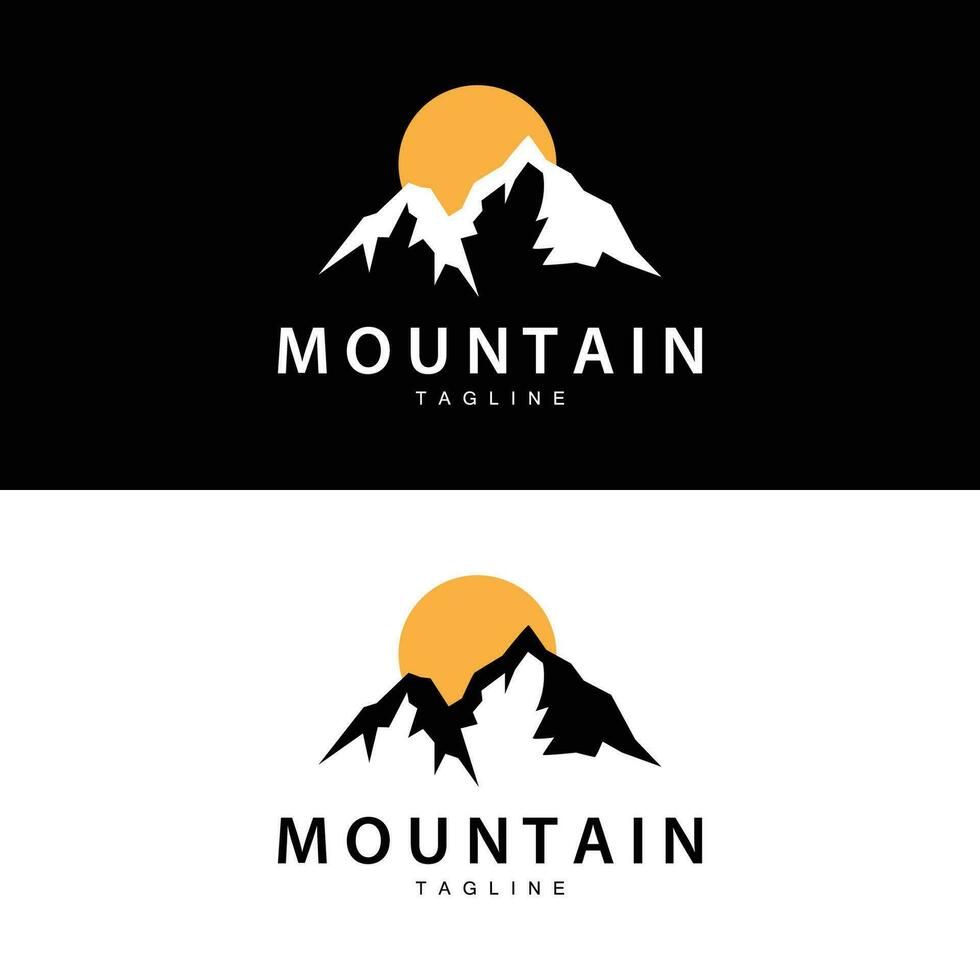 montanha logotipo simples Projeto aventura modelo silhueta panorama simples moderno estilo marca produtos o negócio vetor