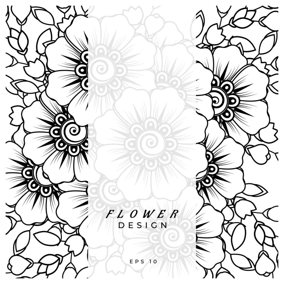 mehndi flor ornamento decorativo em estilo oriental étnico, ornamento de doodle, desenho de mão de contorno. página do livro para colorir. vetor