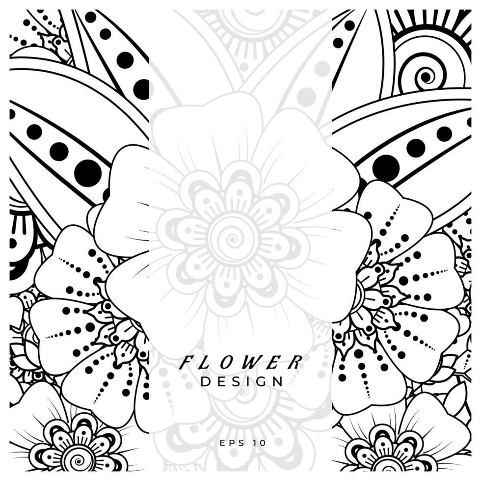 mehndi flor ornamento decorativo em estilo oriental étnico, ornamento de doodle, desenho de mão de contorno. página do livro para colorir. vetor