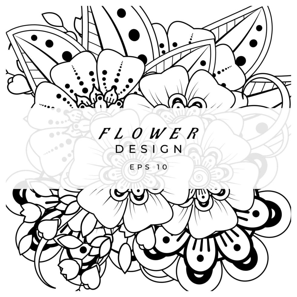 mehndi flor ornamento decorativo em estilo oriental étnico, ornamento de doodle, desenho de mão de contorno. página do livro para colorir. vetor