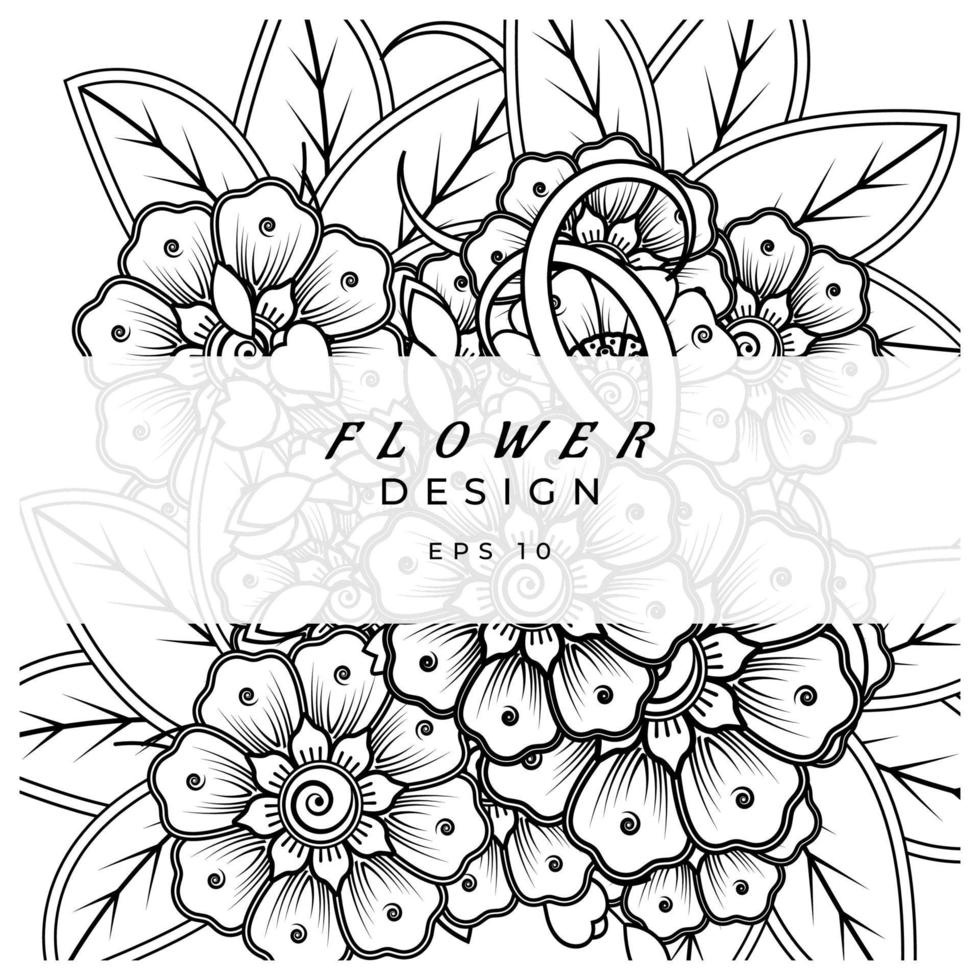 mehndi flor ornamento decorativo em estilo oriental étnico, ornamento de doodle, desenho de mão de contorno. página do livro para colorir. vetor