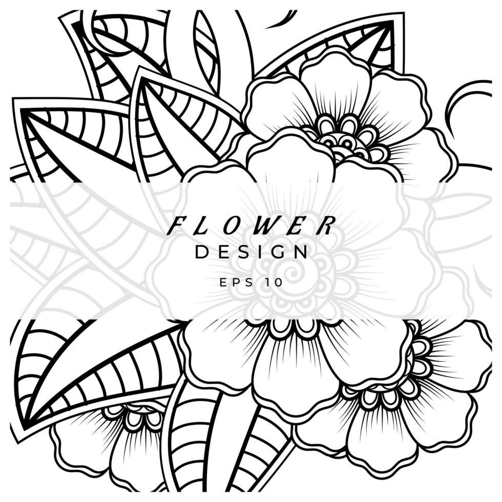 mehndi flor ornamento decorativo em estilo oriental étnico, ornamento de doodle, desenho de mão de contorno. página do livro para colorir. vetor