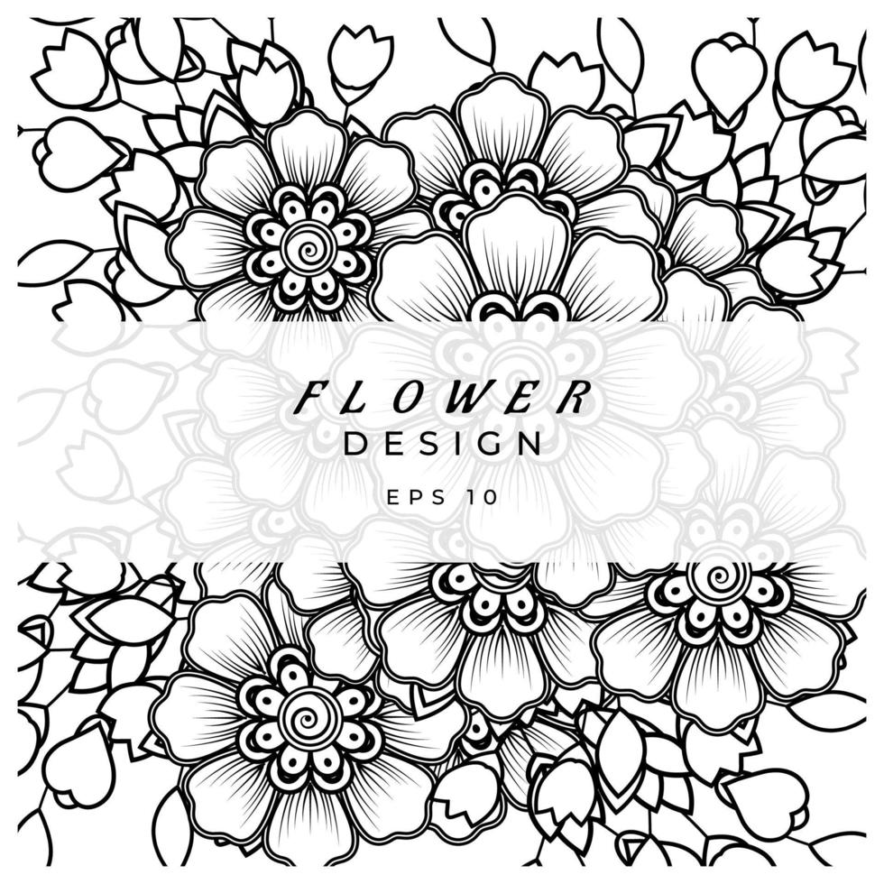 mehndi flor ornamento decorativo em estilo oriental étnico, ornamento de doodle, desenho de mão de contorno. página do livro para colorir. vetor