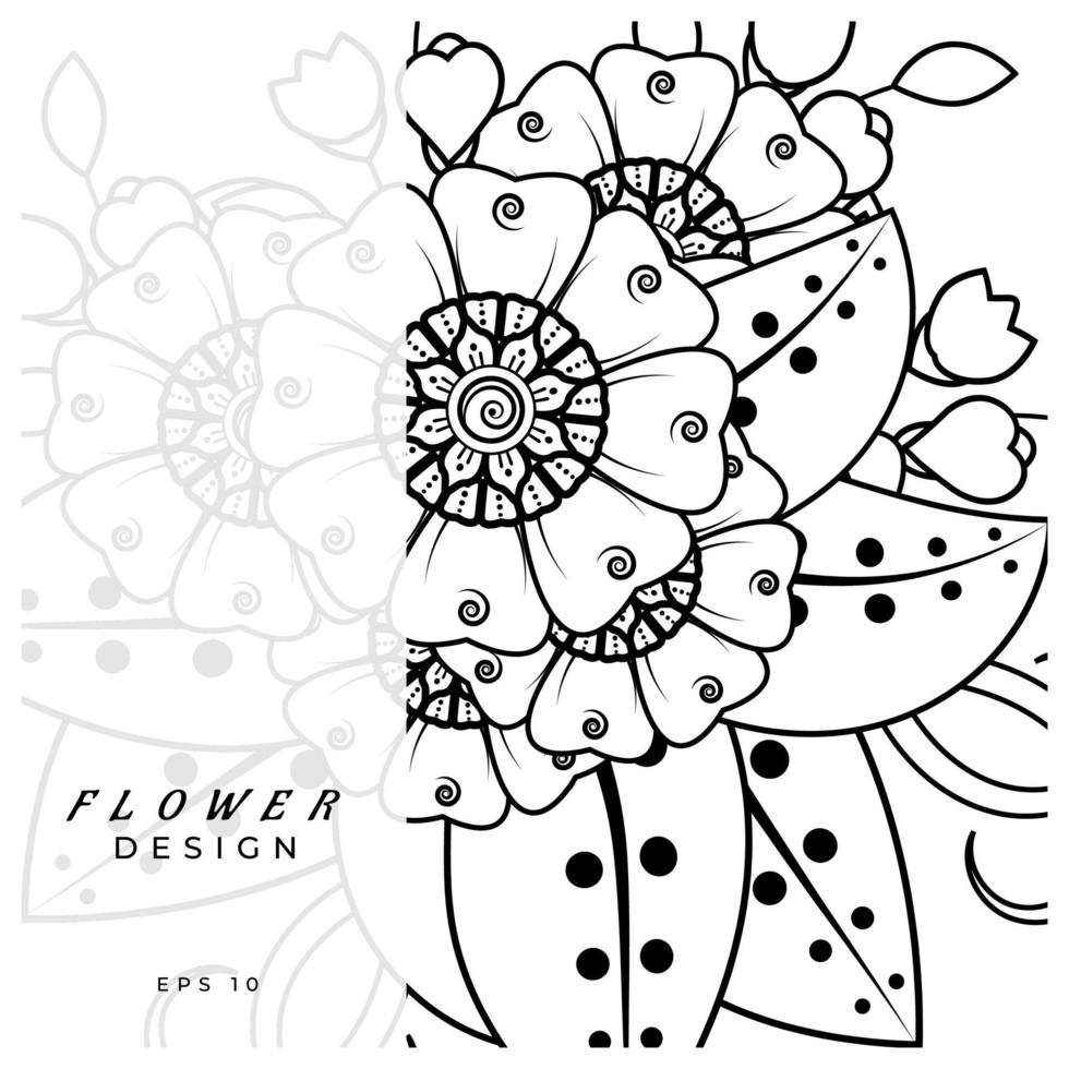 mehndi flor ornamento decorativo em estilo oriental étnico, ornamento de doodle, desenho de mão de contorno. página do livro para colorir. vetor