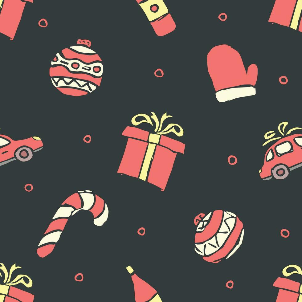 desatado Natal padronizar. Novo ano fundo. rabisco ilustração com Natal ícones vetor