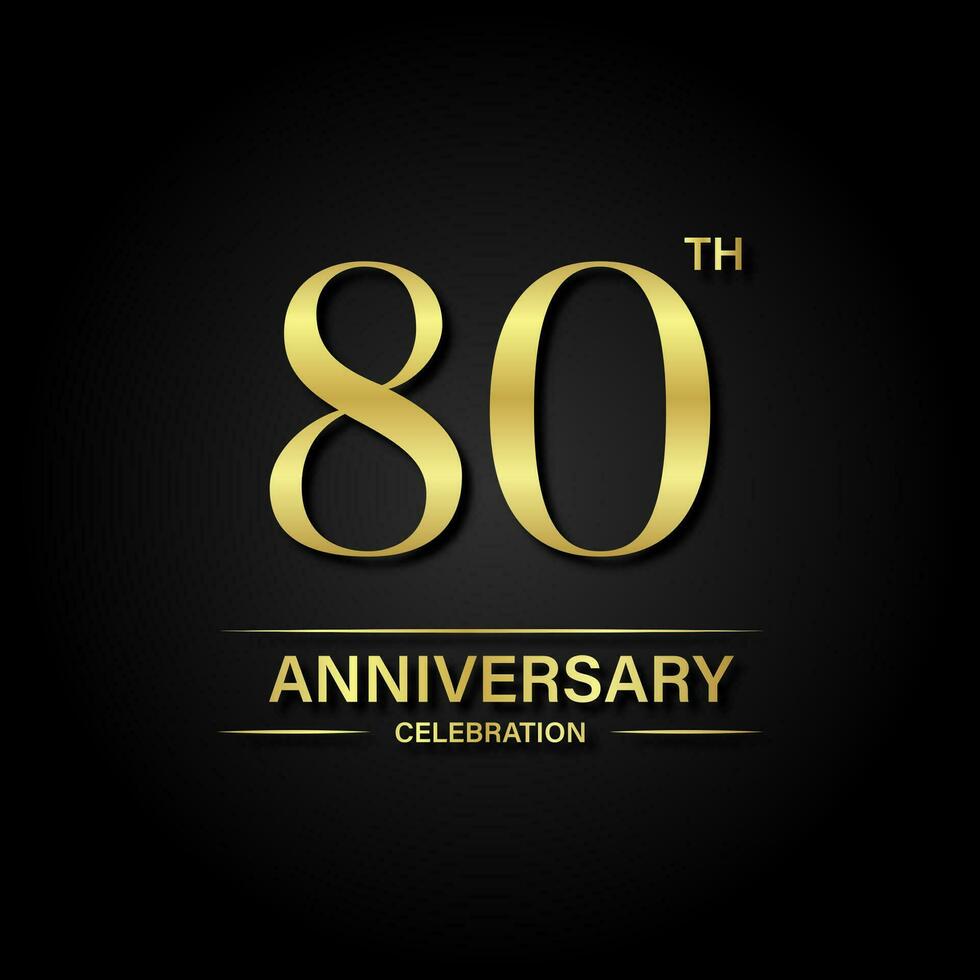 80 aniversário celebração com ouro cor e Preto fundo. vetor Projeto para celebrações, convite cartões e cumprimento cartões.