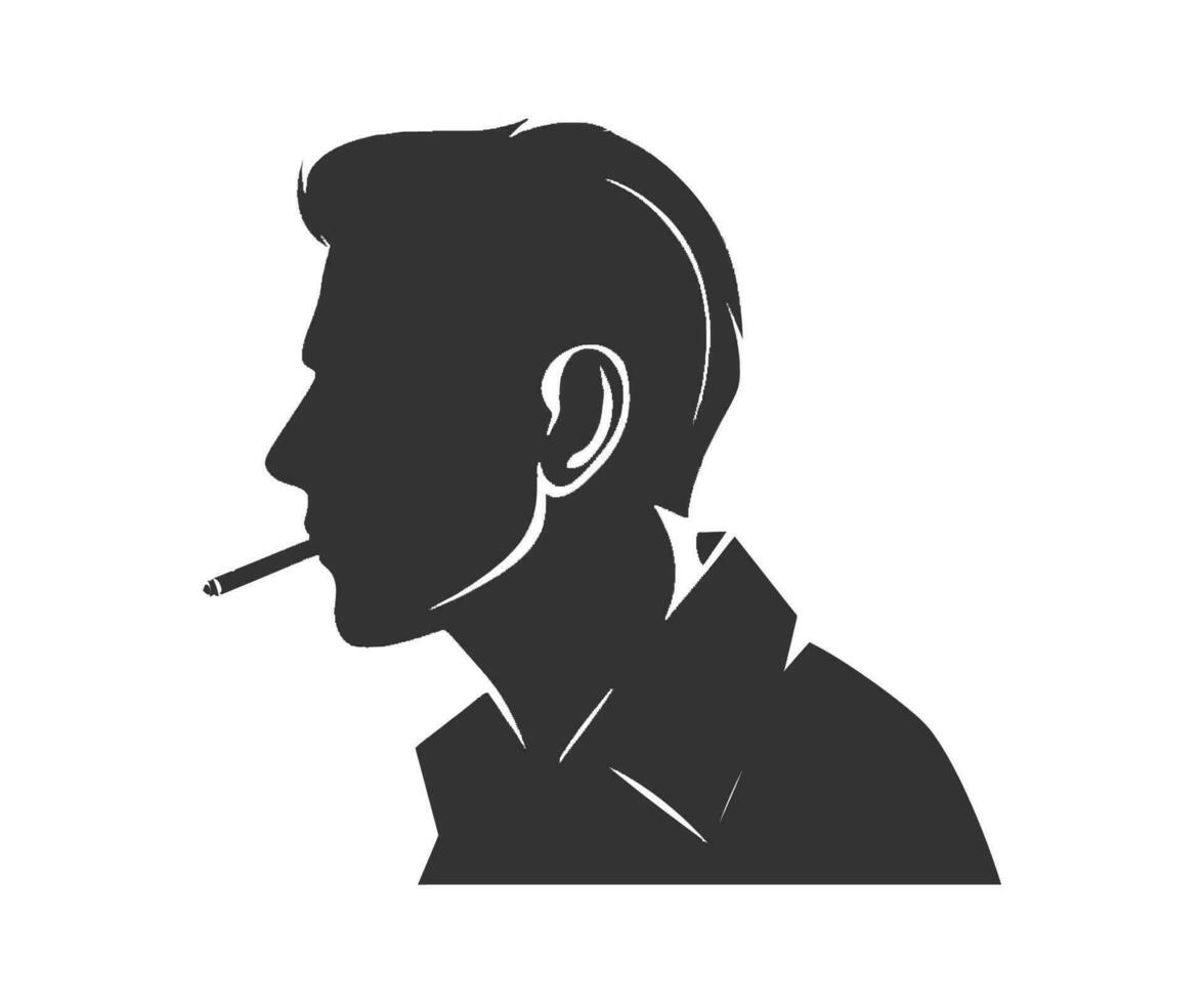 homem fumar uma cigarro silhueta. vetor ilustração Projeto.