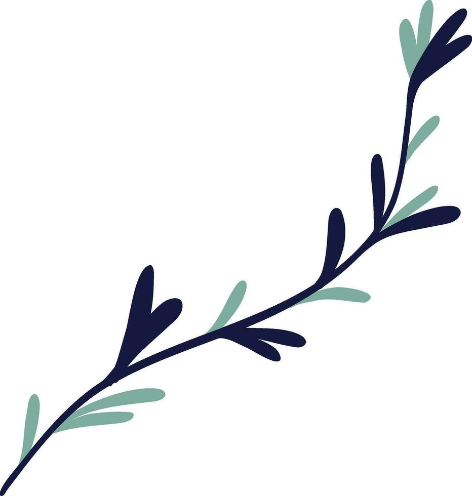 elegante azul floral galho dentro ásia estilo. fofa desenho animado ilustração do flor vetor