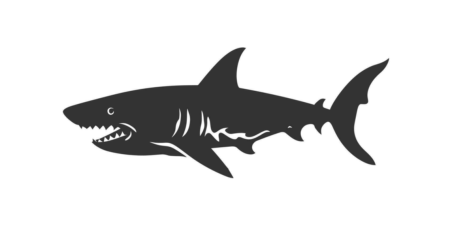 Tubarão silhueta. vetor ilustração Projeto.