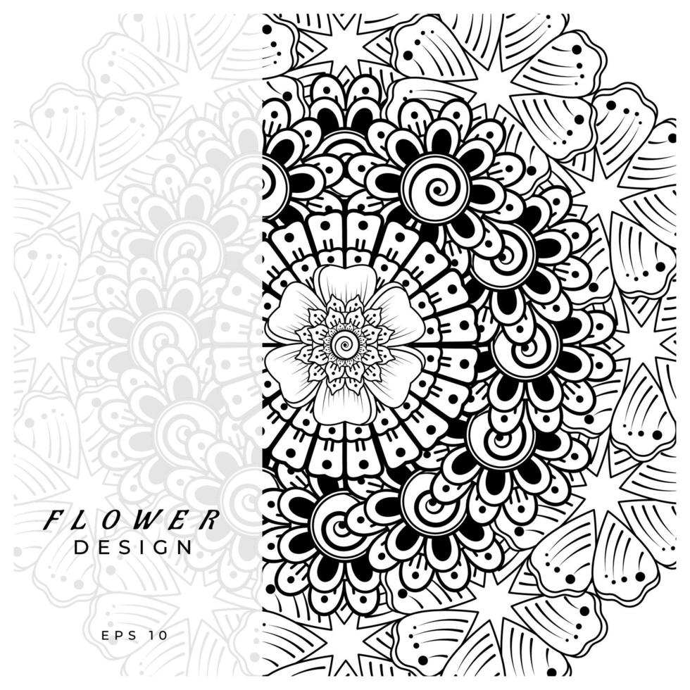 mehndi flor ornamento decorativo em estilo oriental étnico, ornamento de doodle, desenho de mão de contorno. página do livro para colorir. vetor