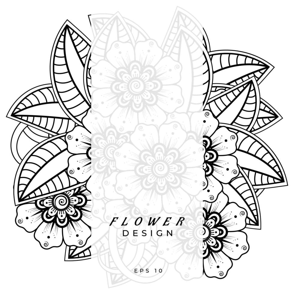 mehndi flor ornamento decorativo em estilo oriental étnico, ornamento de doodle, desenho de mão de contorno. página do livro para colorir. vetor