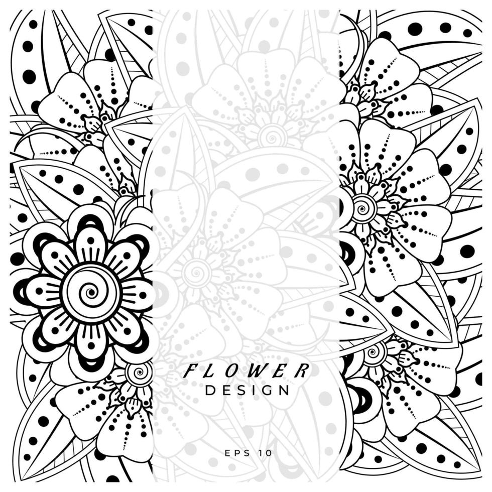 mehndi flor ornamento decorativo em estilo oriental étnico, ornamento de doodle, desenho de mão de contorno. página do livro para colorir. vetor