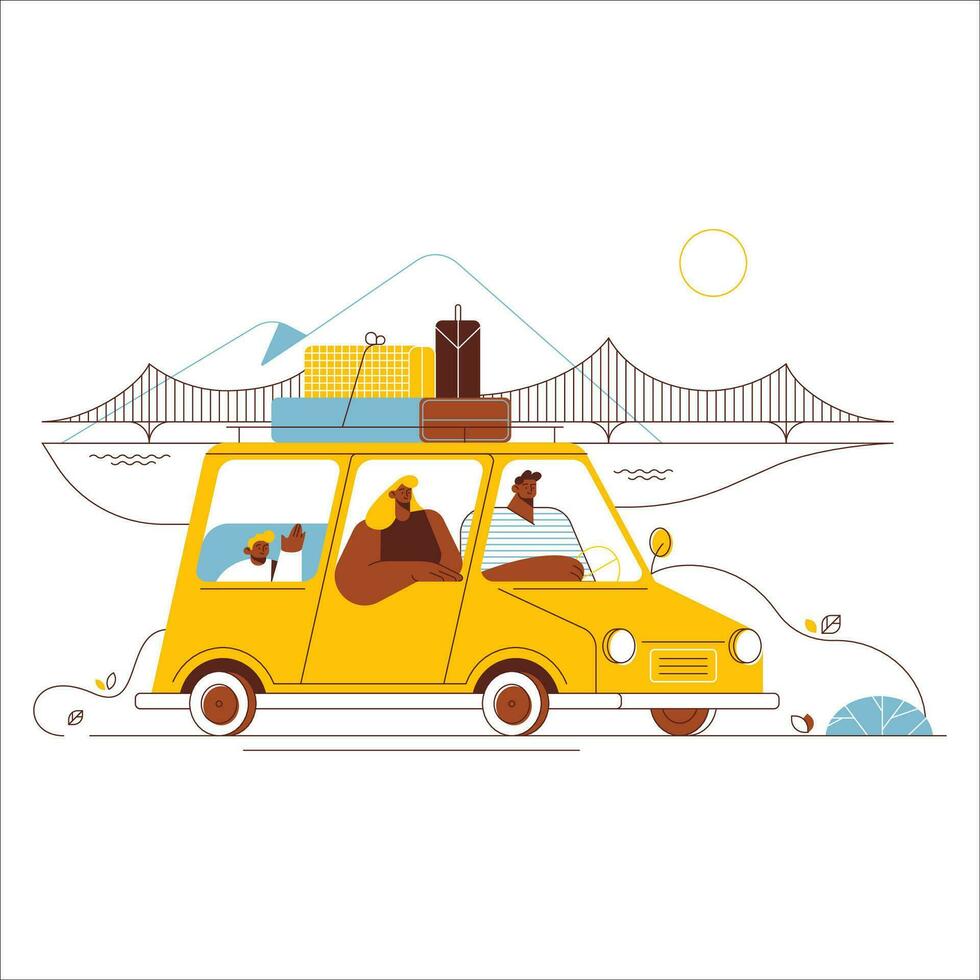 casal viajando de carro. viajando de carro conceito. vetor ilustração