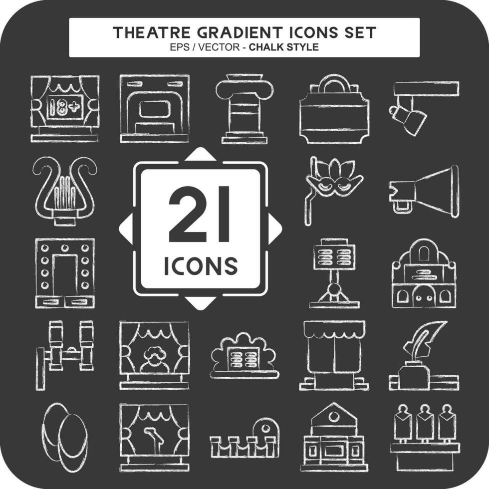 ícone conjunto teatro gradiente. relacionado para entretenimento símbolo. giz estilo. simples Projeto editável. simples ilustração vetor