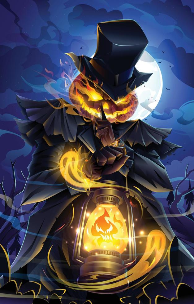 jack o lantern no conceito de noite de halloween vetor