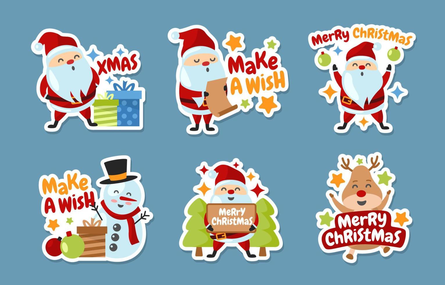 conjunto de adesivos de papai noel vetor