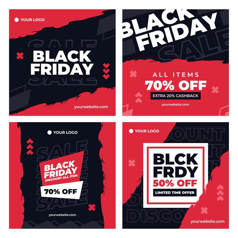 coleção de postagens em mídias sociais black friday sale vetor