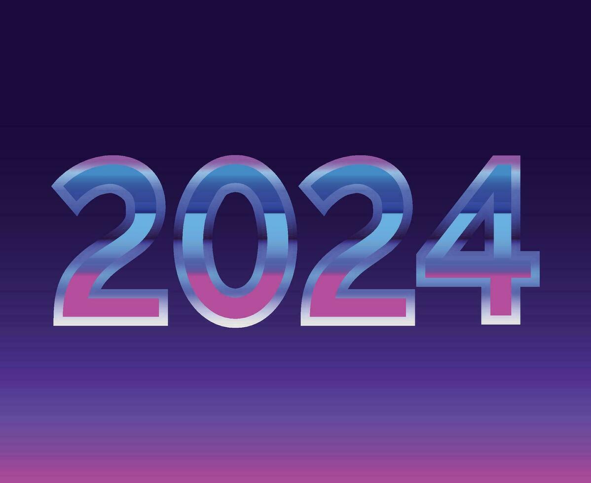 2024 feliz Novo ano abstrato gráfico Projeto vetor logotipo símbolo ilustração com roxa fundo