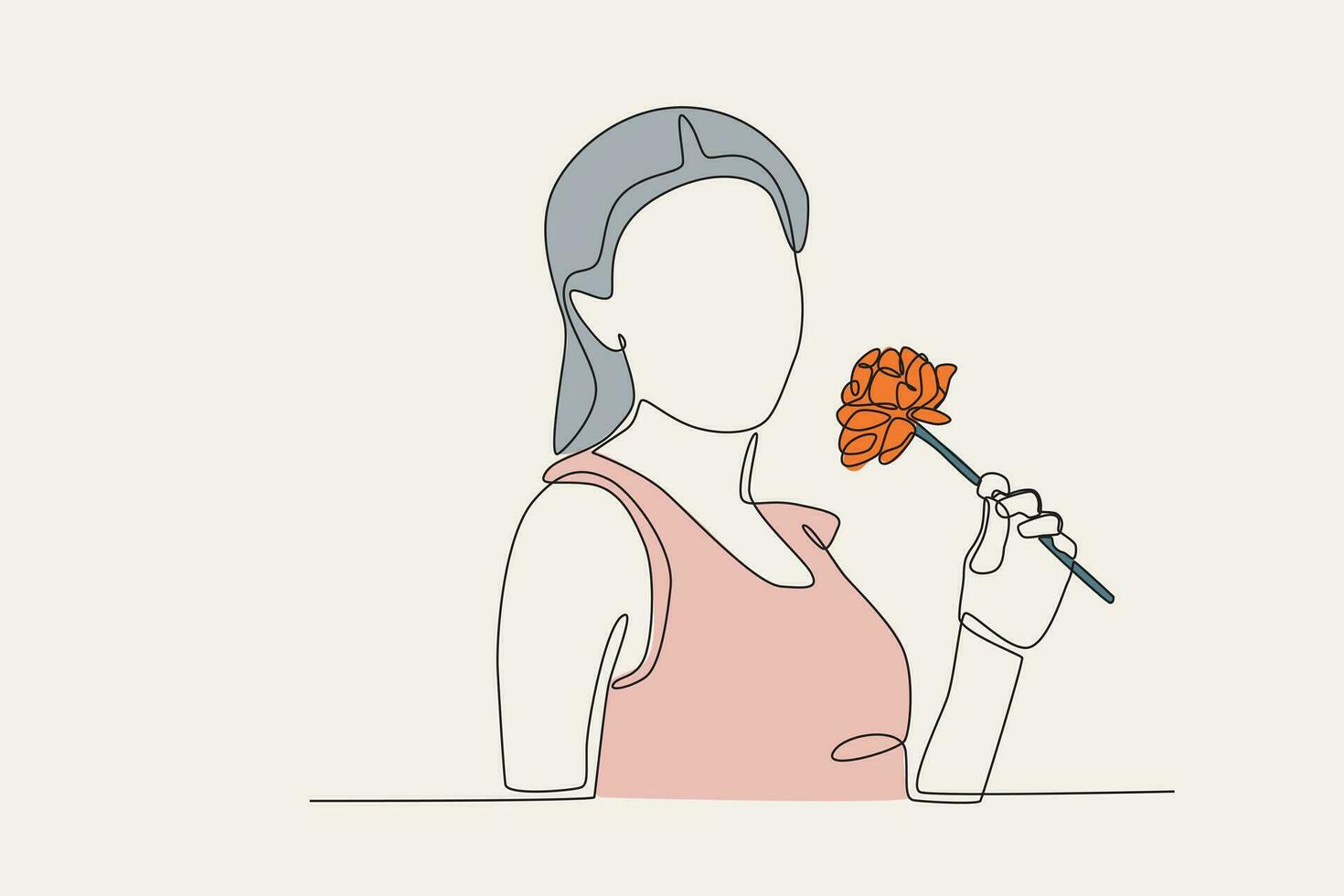 colori ilustração do uma mulher segurando uma rosa vetor