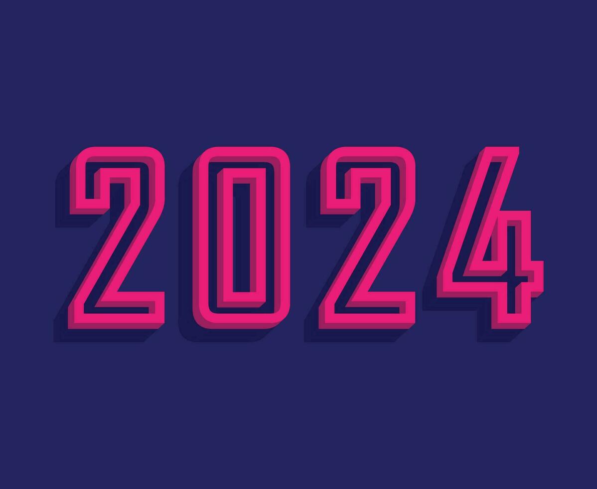 2024 feliz Novo ano abstrato Rosa gráfico Projeto vetor logotipo símbolo ilustração com azul fundo