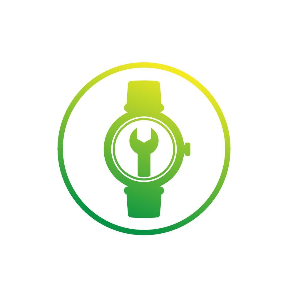 ícone de conserto de relógio, logotipo de vetor em círculo