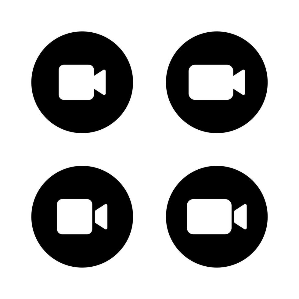 vídeo ligar ícone vetor em Preto círculo. Câmera símbolo