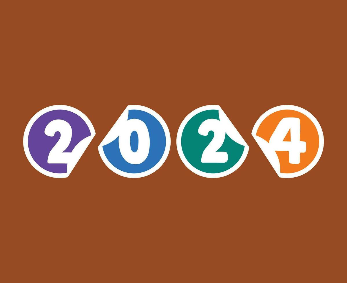 feliz Novo ano 2024 abstrato gráfico Projeto vetor logotipo símbolo ilustração com Castanho fundo