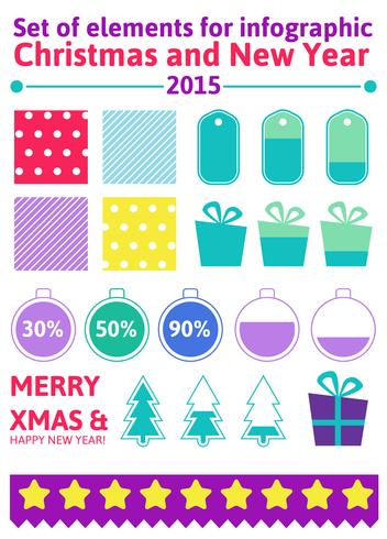 Conjunto de elementos de infográfico de Natal em estilo simples vetor