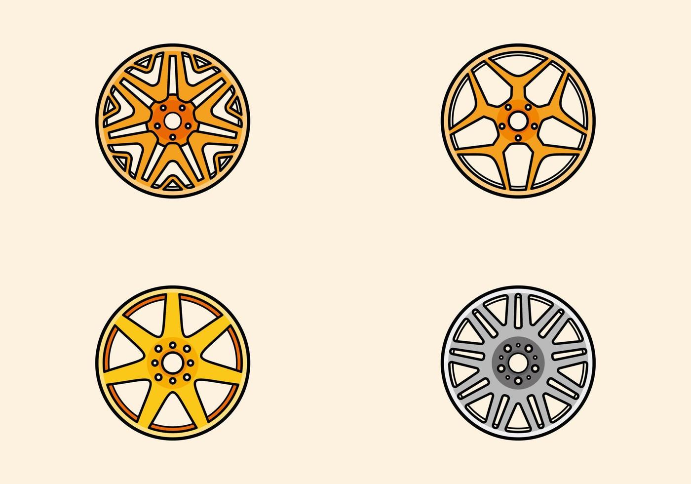 conjunto de ilustração vetorial de roda de carro vetor