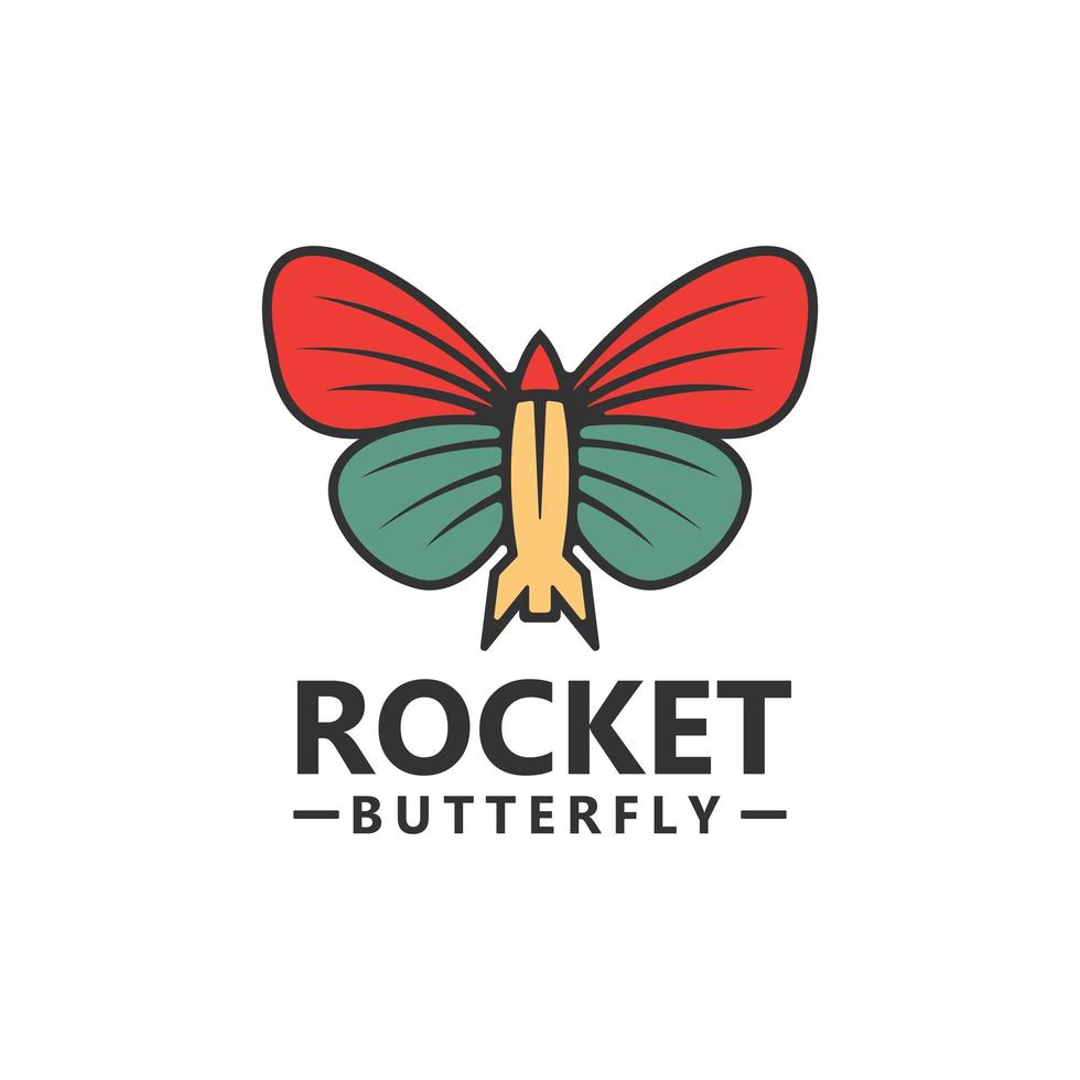 foguete borboleta logotipo modelo design ícone ilustração vetorial. vetor