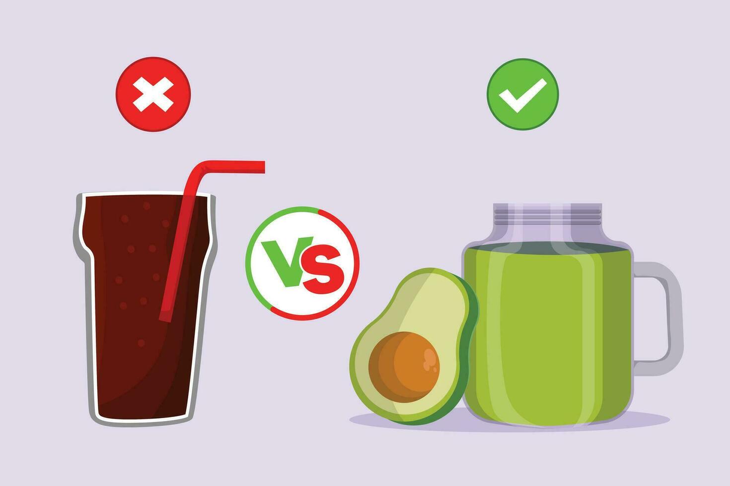 saudável vs pouco saudável Comida. Comida nutrição conceito. colori plano vetor ilustração isolado.