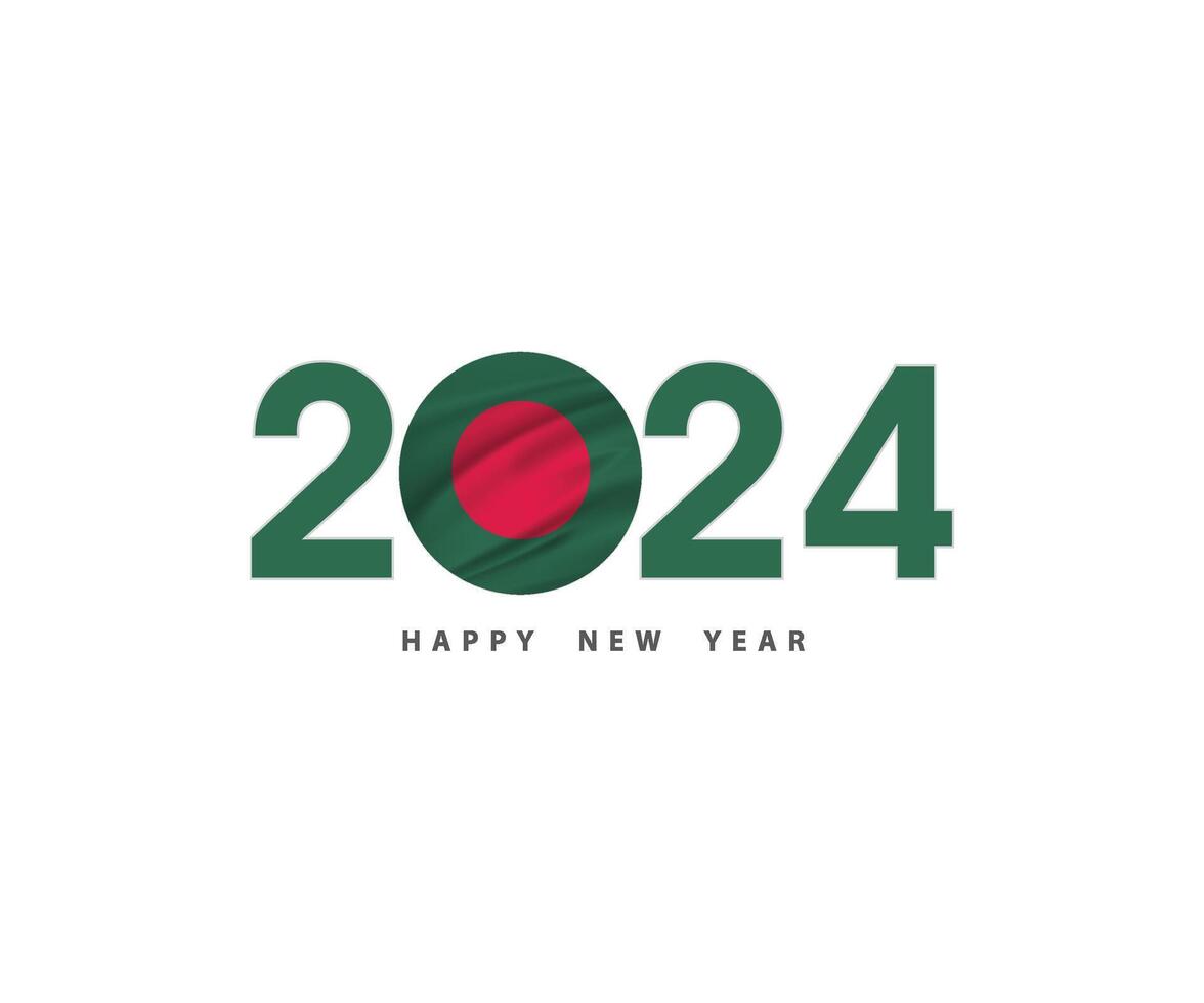 a Novo ano 2024 com a Bangladesh bandeira e símbolo, 2024 feliz Novo ano Bangladesh logotipo texto projeto, isto pode usar a calendário, desejo cartão, poster, bandeira, impressão e digital meios de comunicação, etc. vetor