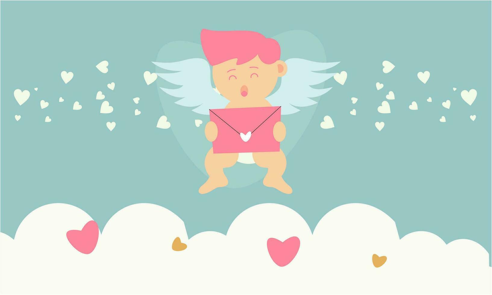 cupidos céu namorados dia fundo vetor