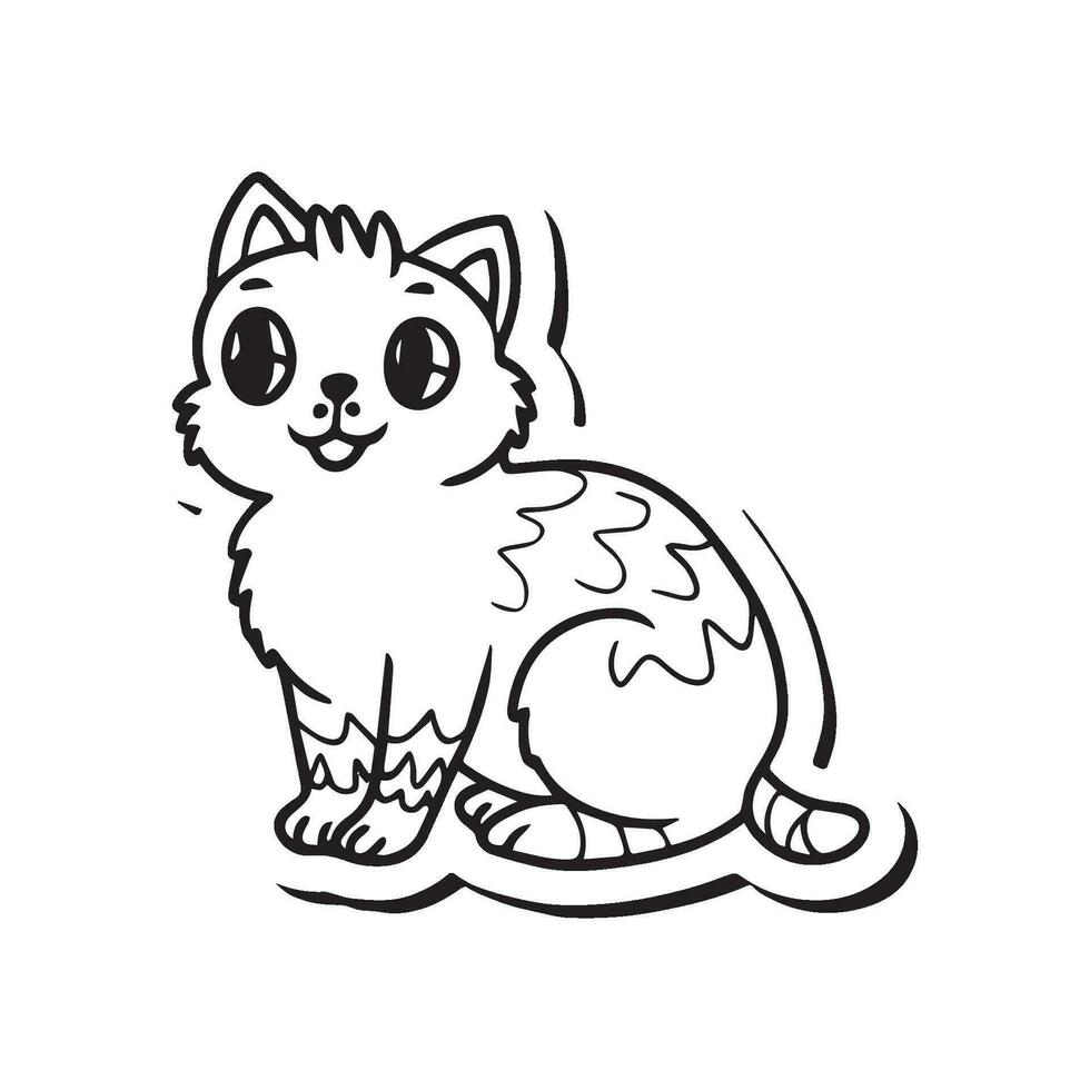 caprichoso Preto e branco ilustração do uma gato, perfeito para coloração, linha desenhando estilo vetor