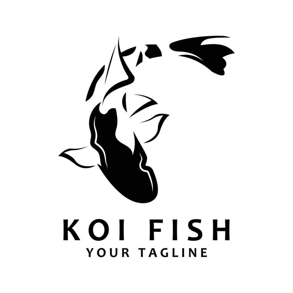 design de logotipo de peixe koi, vetor de peixe ornamental chinês de sorte e triunfo, ícone de peixe dourado da marca da empresa