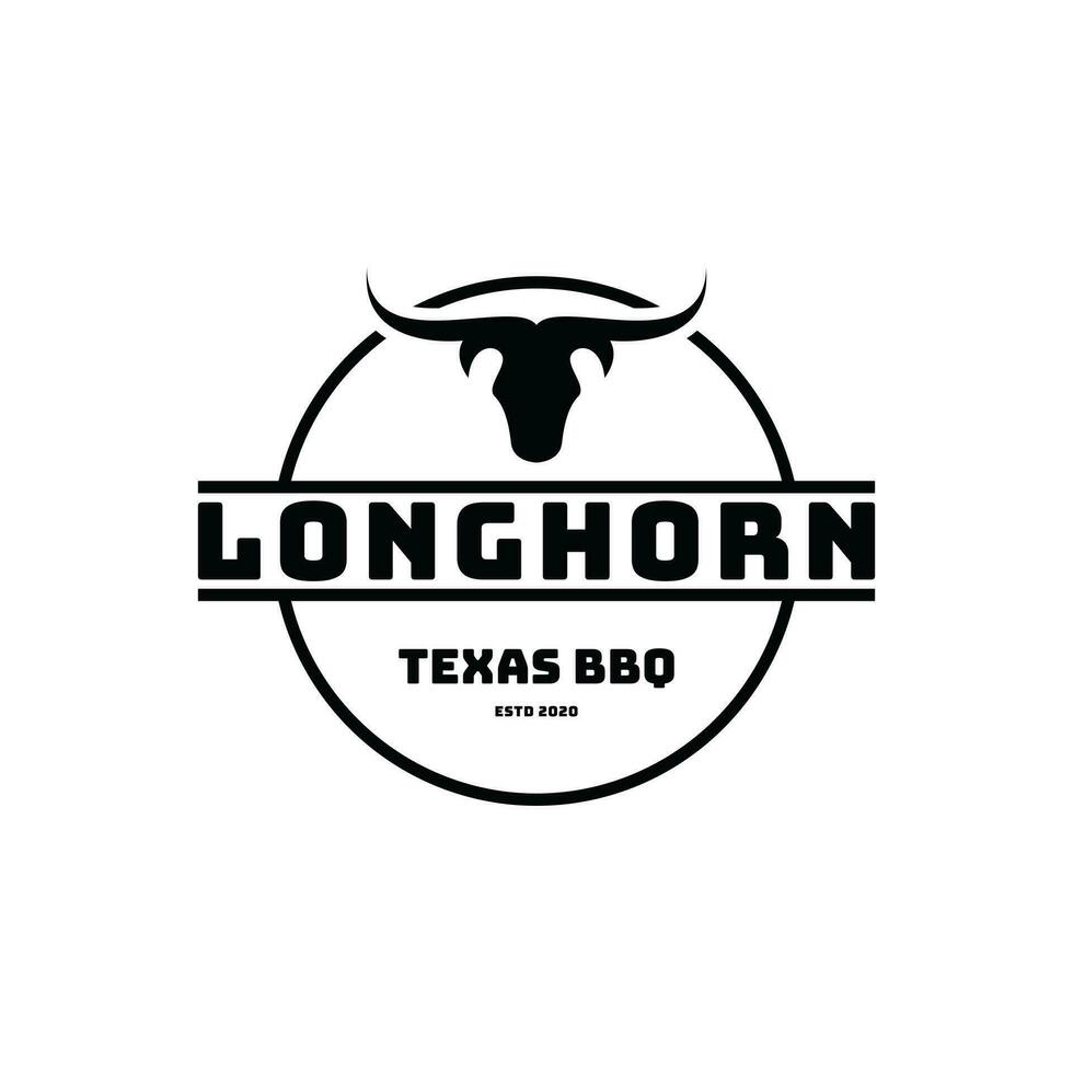 texas longhorn rancho churrasco logotipo Projeto conceito idéia vetor