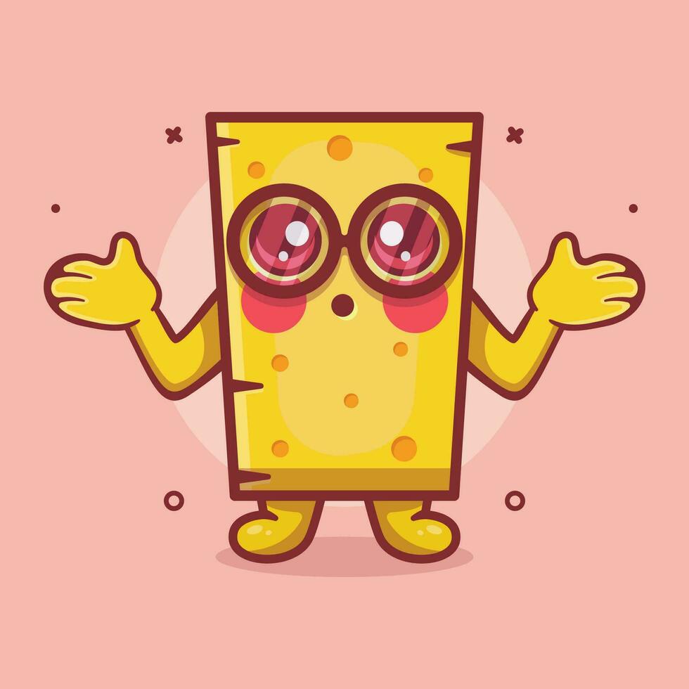 engraçado queijo personagem mascote com confuso gesto isolado desenho animado dentro plano estilo Projeto vetor