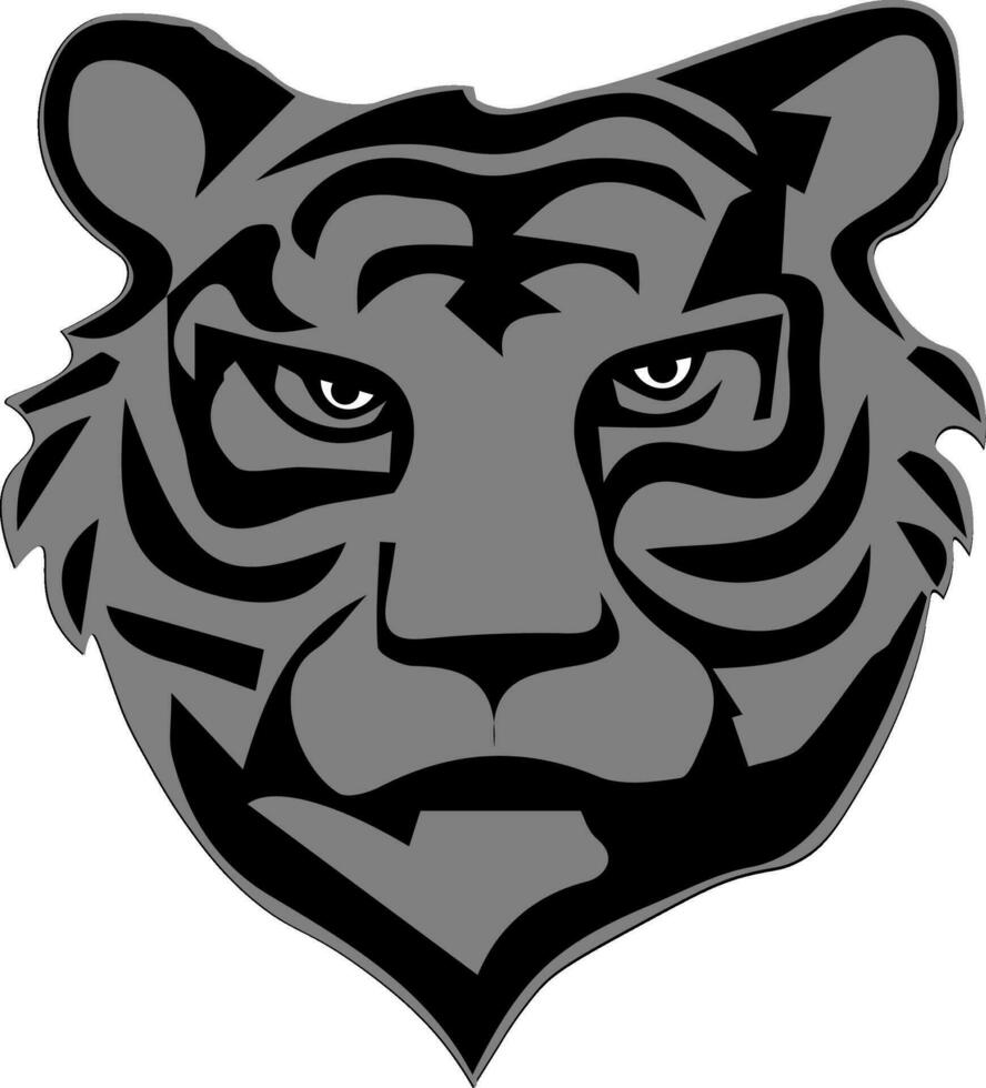 Projeto tigre escala de cinza desenhado à mão. isolado em branco fundo. para logotipo, t camisa, ícone ou promoção. vetor