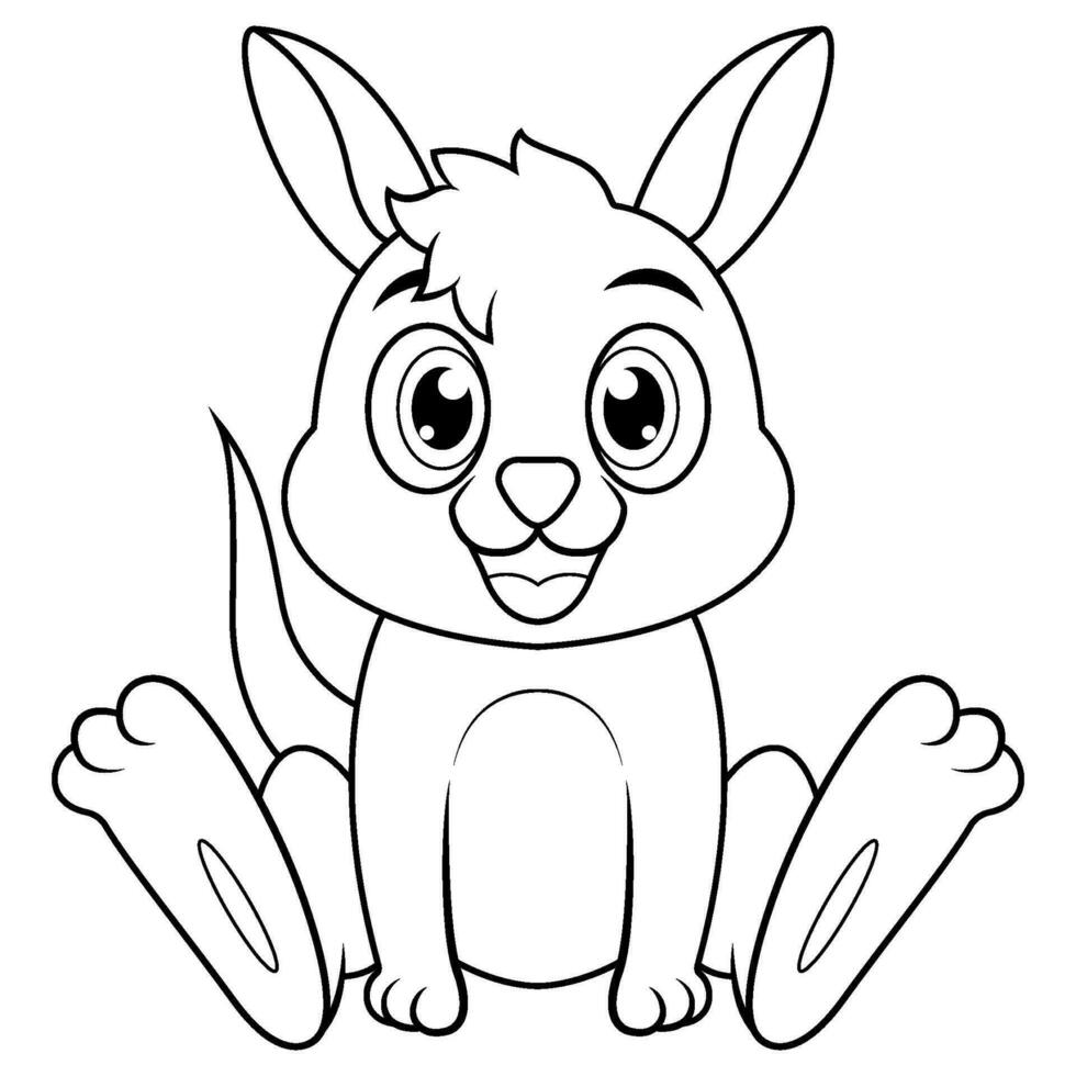 fofa bebê canguru desenho animado sentado linha arte vetor