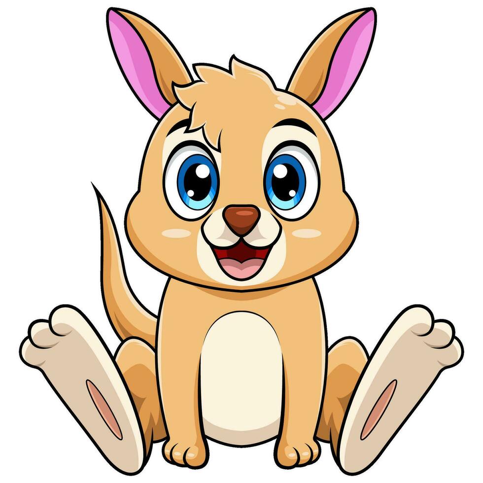 fofa bebê canguru desenho animado sentado vetor